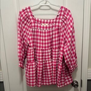 Pink Checkered Women's Top